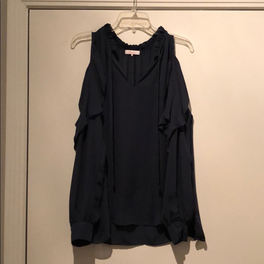 Parker Prussian Blue Cold Shoulder Top